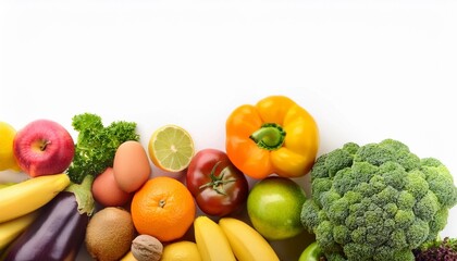 Wall Mural - fruits and vegetables isolated on white background