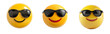 © Village - Smiling face with sunglasses three-dimensional emoji,3d cheerful glasses emoji isolated on transparent background, Happy sun emoji,png,3d smiling face emoji with expression sun glasses on, transparent