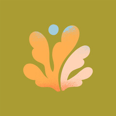 Wall Mural - vector abstract summer nature emblem.hand drawn coral or organic form with texture.modern graphic in