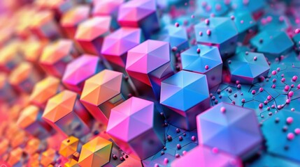 Poster - Colorful geometric shapes create a vibrant abstract background with a modern touch, perfect for design and technology themes.