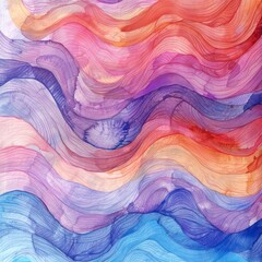 Wall Mural - rainbow waves watercolor textured background