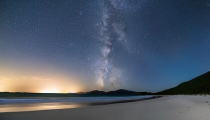 Wall Mural - beachfront cosmos milky way over the serene whitehaven beach