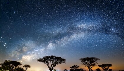 Wall Mural - shiny stars and galaxy space sky night background africa