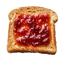 Wall Mural - Top view of a square bread slice smeared with gooseberry jam isolated on a white transparent background