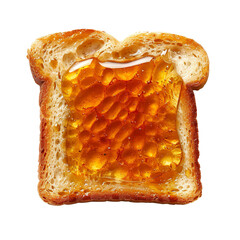 Wall Mural - Top view of a square bread slice smeared with maple syrup isolated on a white transparent background