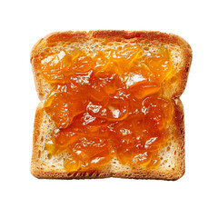 Wall Mural - Top view of a square bread slice smeared with quince jelly isolated on a white transparent background