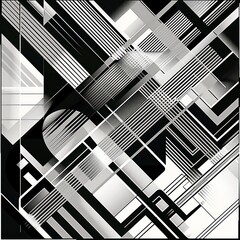 Wall Mural - abstract geometrical artistic composition in black and white with high contrast and  modern aesthetics