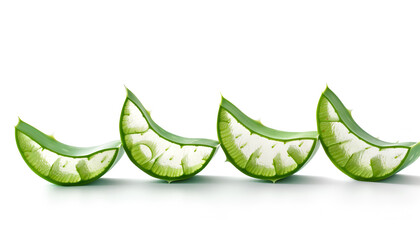 Wall Mural - Green aloe vera slices isolated on white