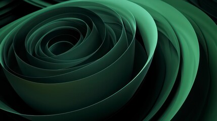 Wall Mural - abstract dark green background with tridimensional elliptical shapes