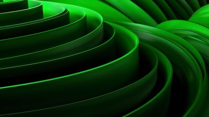 Wall Mural - abstract dark green background with tridimensional elliptical shapes