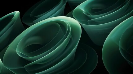 Wall Mural - abstract dark green background with tridimensional elliptical shapes