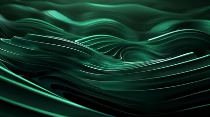 Wall Mural - abstract dark green background with tridimensional elliptical shapes