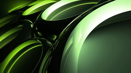 Wall Mural - abstract dark green background with tridimensional elliptical shapes