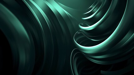Wall Mural - abstract dark green background with tridimensional elliptical shapes