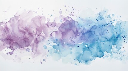 Wall Mural - watercolor stain wallpaper in light blue and purple on a white background
