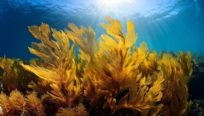 golden kelp seaweed known as laminaria ochroleuca thrives in the eastern atlantic waters near spain