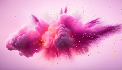 Wall Mural - a pink explosion of fire with pink smoke and sparks