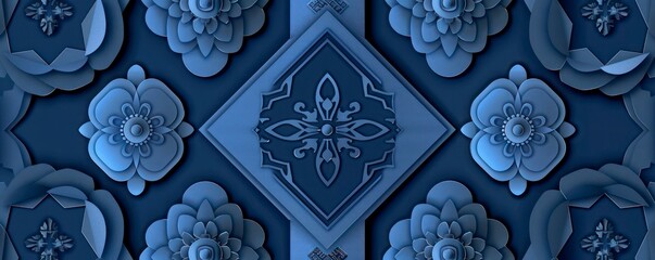 Wall Mural - dark deep blue abstract banner background with geometric pattern graphics