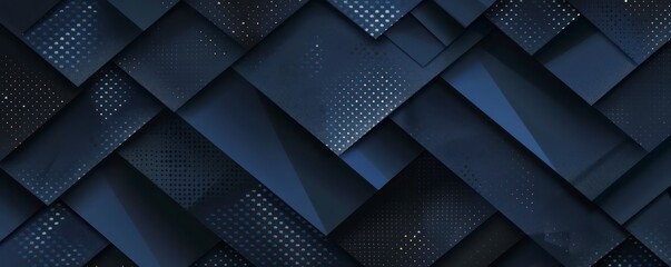 Wall Mural - dark deep blue abstract banner background with geometric pattern graphics