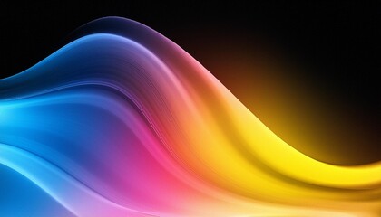 Wall Mural - grainy gradient background blue pink yellow abstract glowing color wave black dark backdrop noise texture banner poster header design