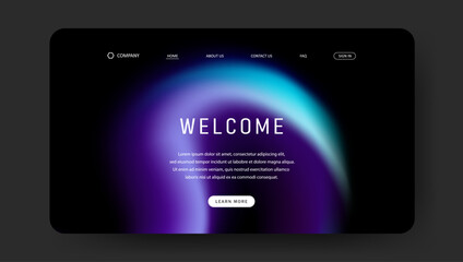 Poster - Abstract wave futuristic design of landing page. retro gradient mesh website design