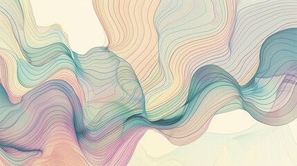 Wall Mural - abstract organic flow wallpaper background with dynamic waves and soft pastel tenuous colors