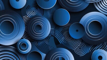 Sticker - abstract pattern surface illustration with intertwined circles in blue shades