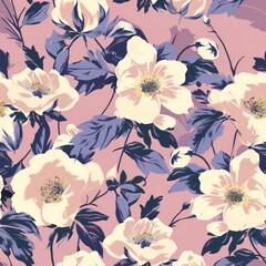 Poster - floral watercolor seamless background with modern and trendy aesthetics