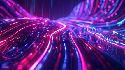 Futuristic technology abstract lines and grid in virtual space from The concept of digital technology and the Internet. AI generated illustration