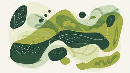 Wall Mural - green flow illustration wallpaper background with soft organic lines and a minimalist aesthetics