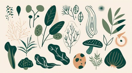 Wall Mural - green flow illustration wallpaper background with soft organic lines and a minimalist aesthetics