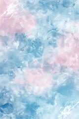 Wall Mural - watercolor poster background with soft nuances of baby blue and blush pink