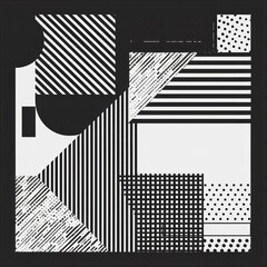 Wall Mural - minimal abstract geometric pattern background in black and white monochromatic artistic concept