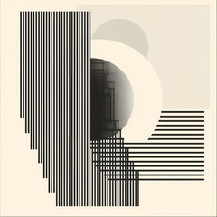 Wall Mural - minimal abstract geometric pattern background in black and white monochromatic artistic concept