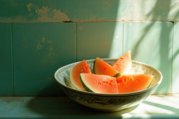 Canvas Print - Watermelon in bowl