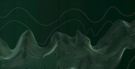Wall Mural - dark green flow illustration wallpaper background with soft organic lines and a minimalist aesthetic