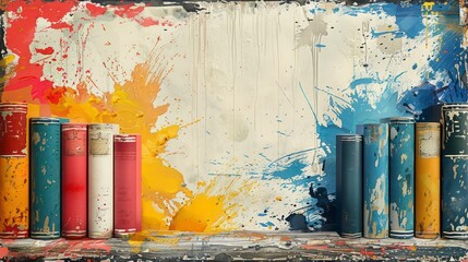 Wall Mural - splattered paint artistic illustration wallpaper with vibrant colors and bold strokes on a light bac