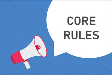 core rules button, banner, label, template for website. core rules text with colorful megaphone icon
