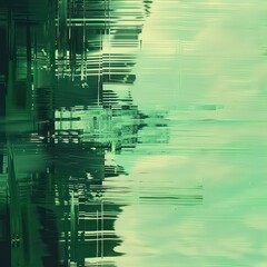 Wall Mural - minimalist generative artistic background with high-end holographic glitch gradient green tones