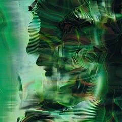 Wall Mural - minimalist generative artistic background with high-end holographic glitch gradient green tones