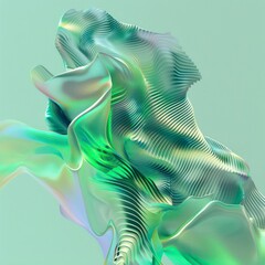 Wall Mural - minimalist generative artistic background with high-end holographic glitch gradient green tones