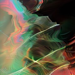 Wall Mural - minimalist generative artistic background with high-end holographic glitch gradient green tones