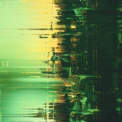 Wall Mural - minimalist generative artistic background with high-end holographic glitch gradient green tones