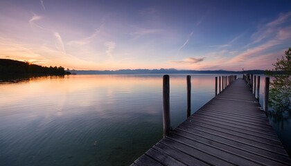 Poster - abendstimmung mit blick auf einen steg am starnberger see