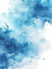 Wall Mural - blue watercolor taint implying cloud aspects on a white background