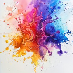 Wall Mural - watercolor splash with vivid and vibrant colors isolated on a white background