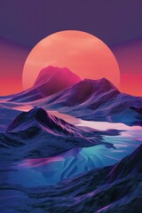 Wall Mural - stylized generative landscape background with noisy surface and deep colors
