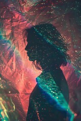 Wall Mural - stylized generative portrait background with noisy surface and deep colors