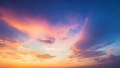 Canvas Print - abstract blurred orange purple and blue clouds gradient color and sky sunset on evening nature background