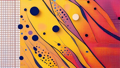 Sticker - bold and graphic patterns of lines and dots in contrasting colors perfect for creating a dynamic and eye catching backdrop illustration image minimalism